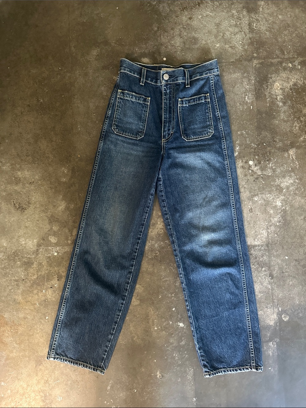 AMO patch pocket jeans in eternal blue size 25 100% cotton